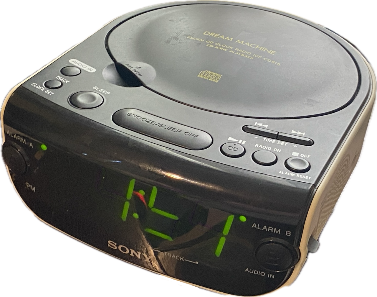 top-down view of a cd player